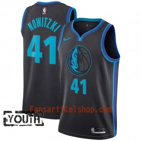 Dallas Mavericks Trikot Dirk Nowitzki 41 2018-19 Nike City Edition Schwarz Blau Swingman - Kinder